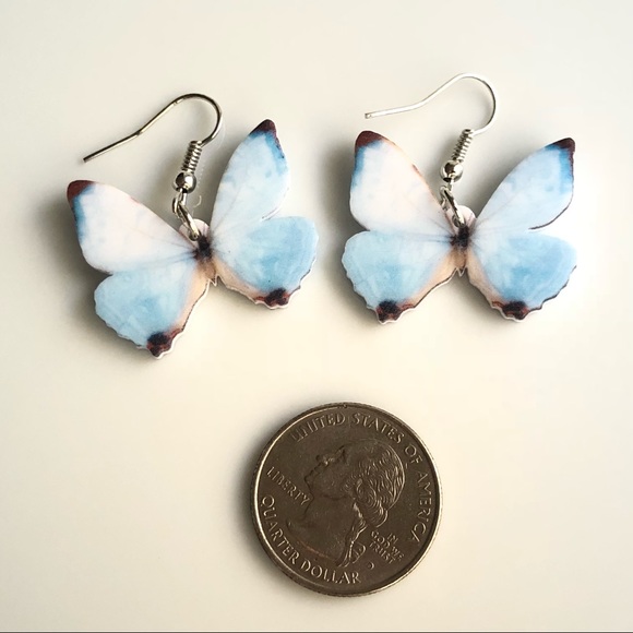 NEW Acrylic Blue Butterfly Earrings - Picture 3 of 6